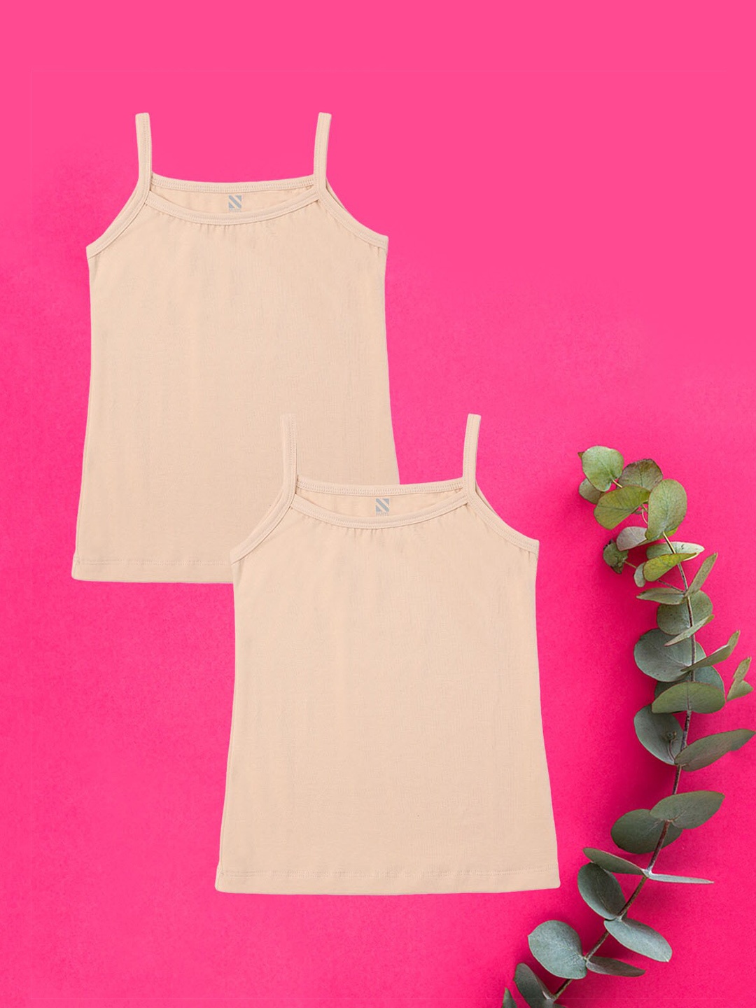 

NUSYL Girls Pack Of 2 Non Padded Camisoles, Cream