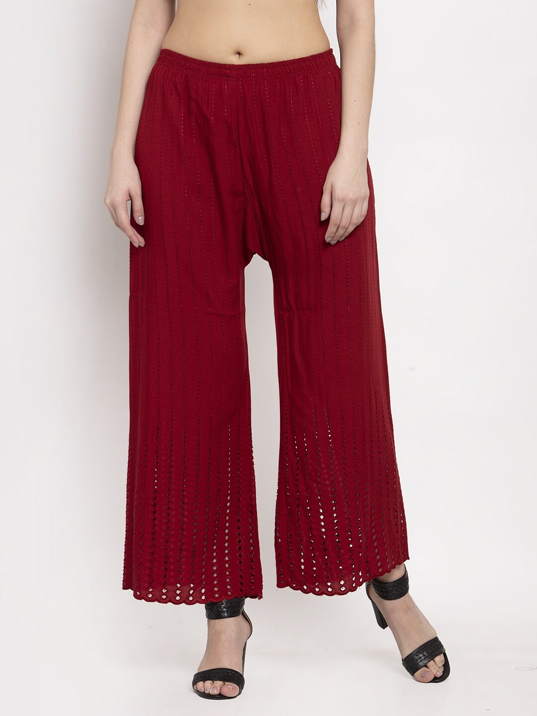 

Miaz Lifestyle Women Ethnic Motifs Palazzos, Maroon