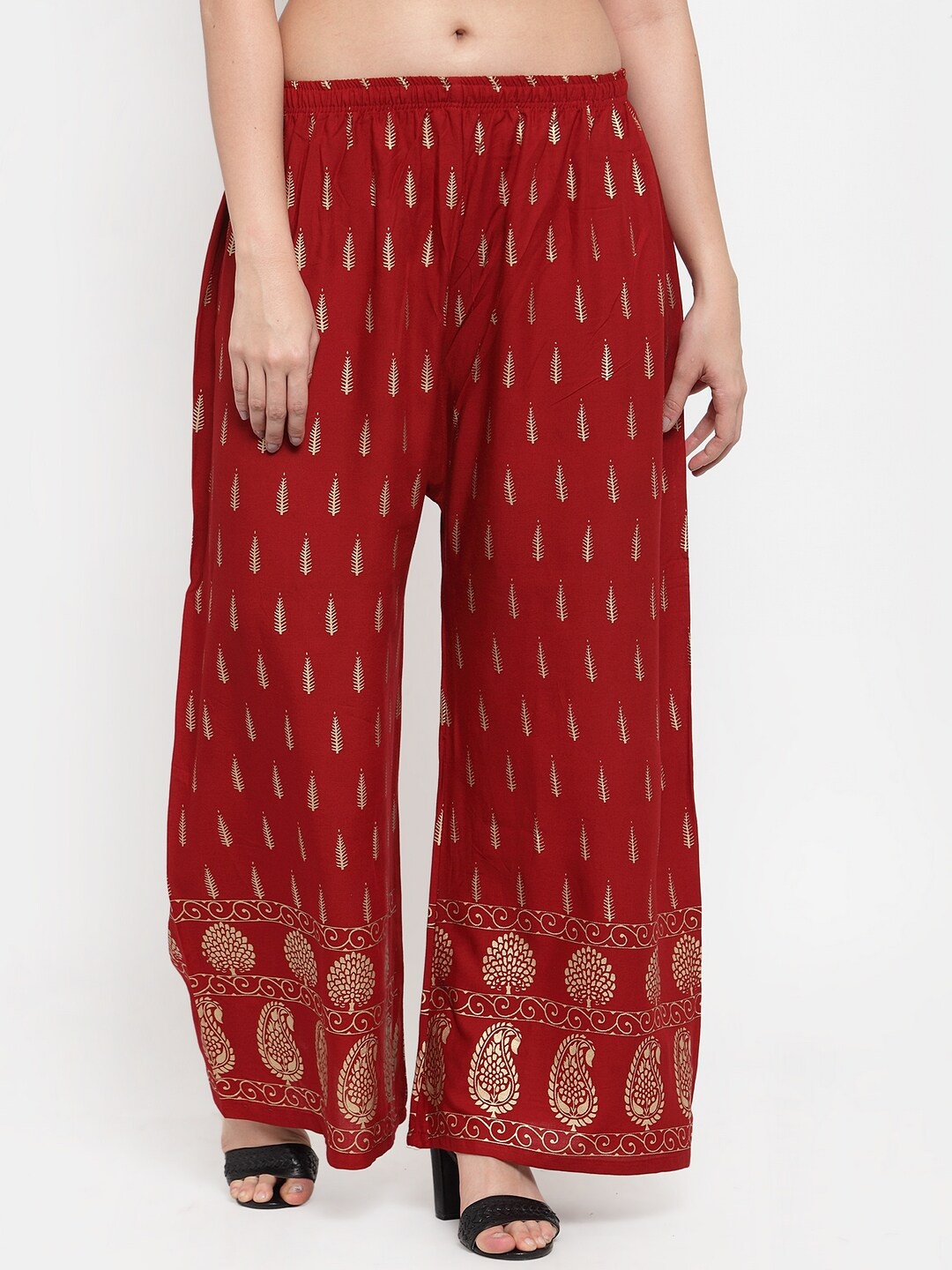 

Miaz Lifestyle Women Ethnic Motifs Printed Palazzos, Maroon
