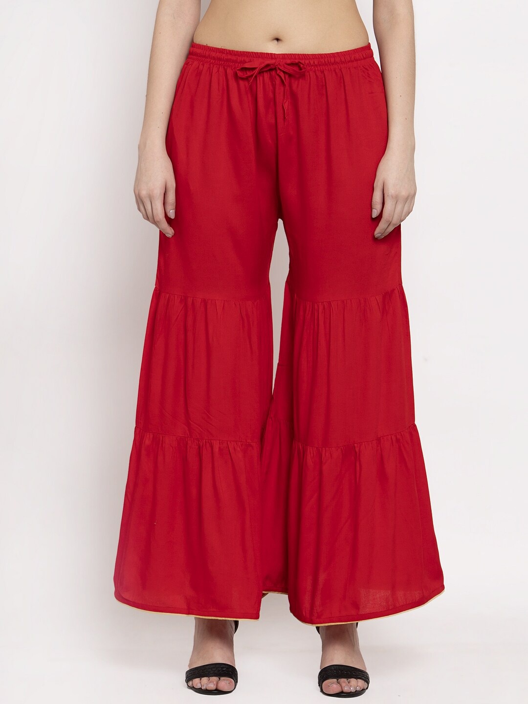 

Miaz Lifestyle Women Ethnic Motifs Flared Palazzos, Red