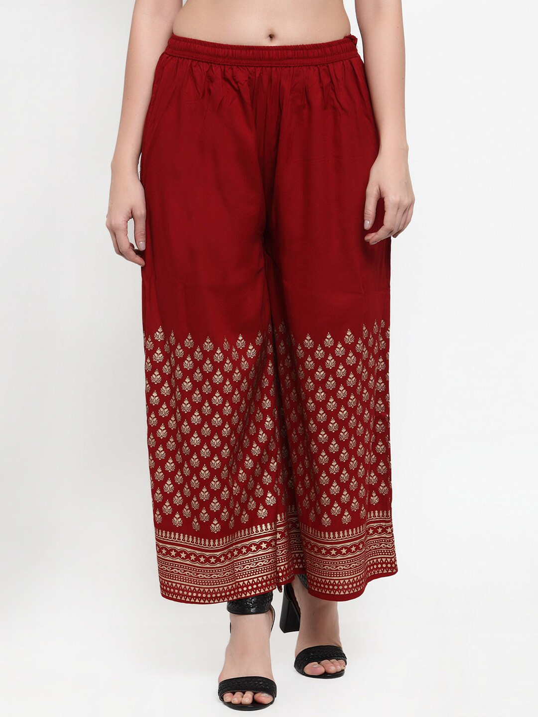 

Miaz Lifestyle Women Ethnic Motifs Printed Palazzos, Maroon