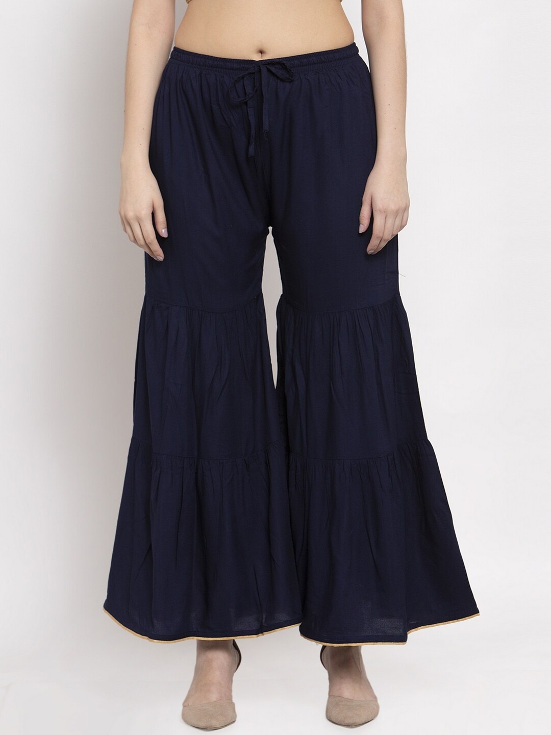 

Miaz Lifestyle Women Flared Palazzos, Navy blue