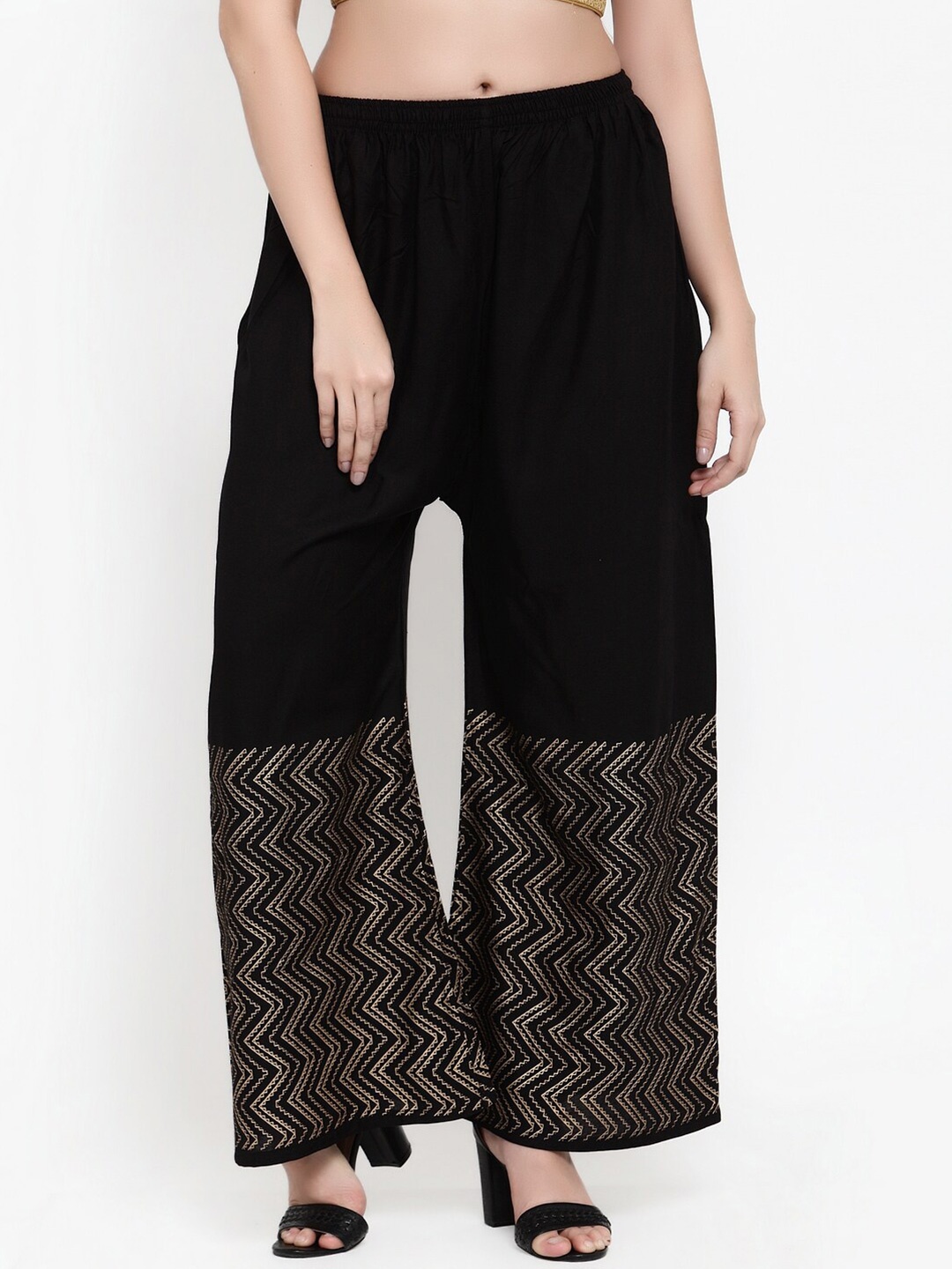 

Miaz Lifestyle Women Hem Design Palazzos, Black