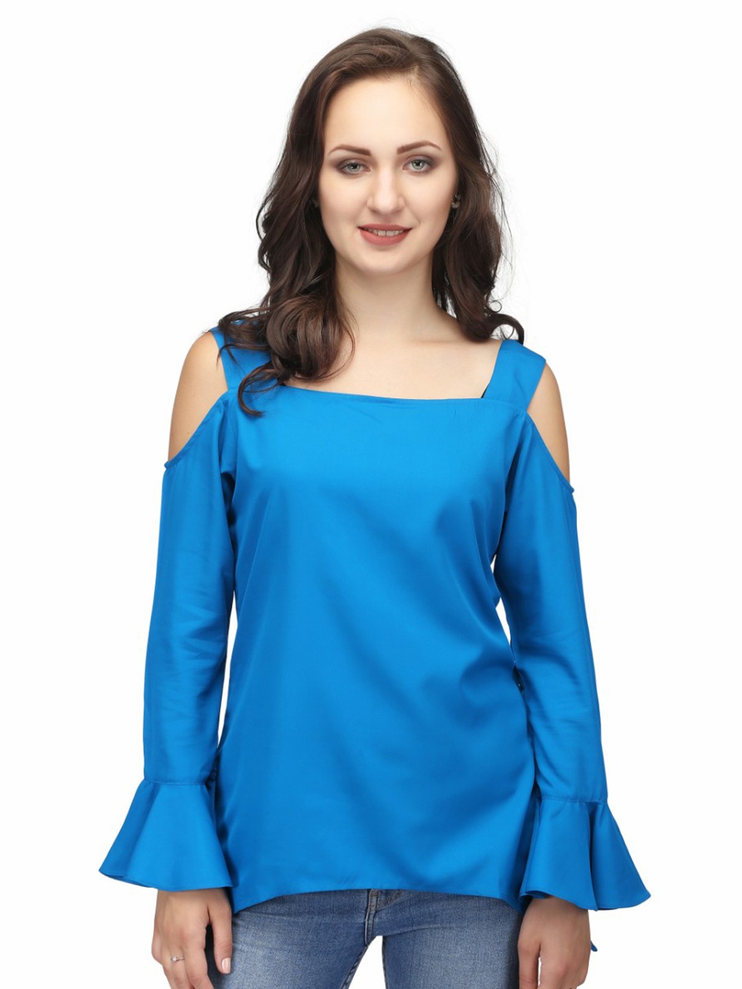 

Karmic Vision Square Neck Cold-Shoulder Top, Blue