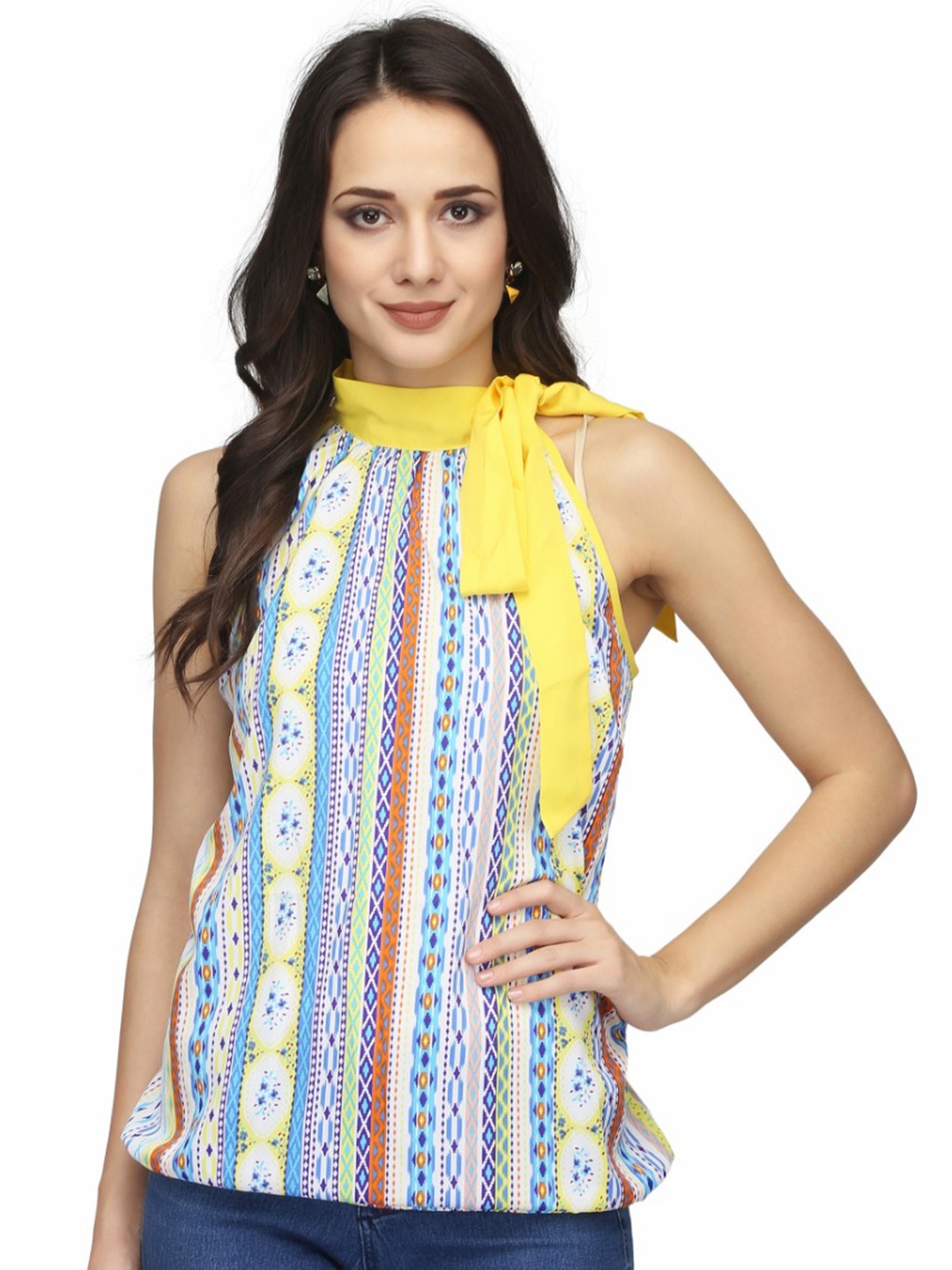 

Karmic Vision Print Crepe Top, Multi