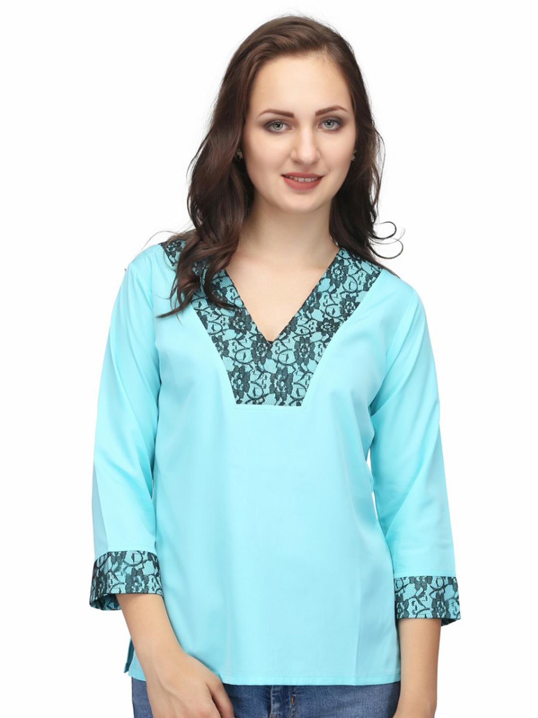 

Karmic Vision Floral Embellished Top, Blue