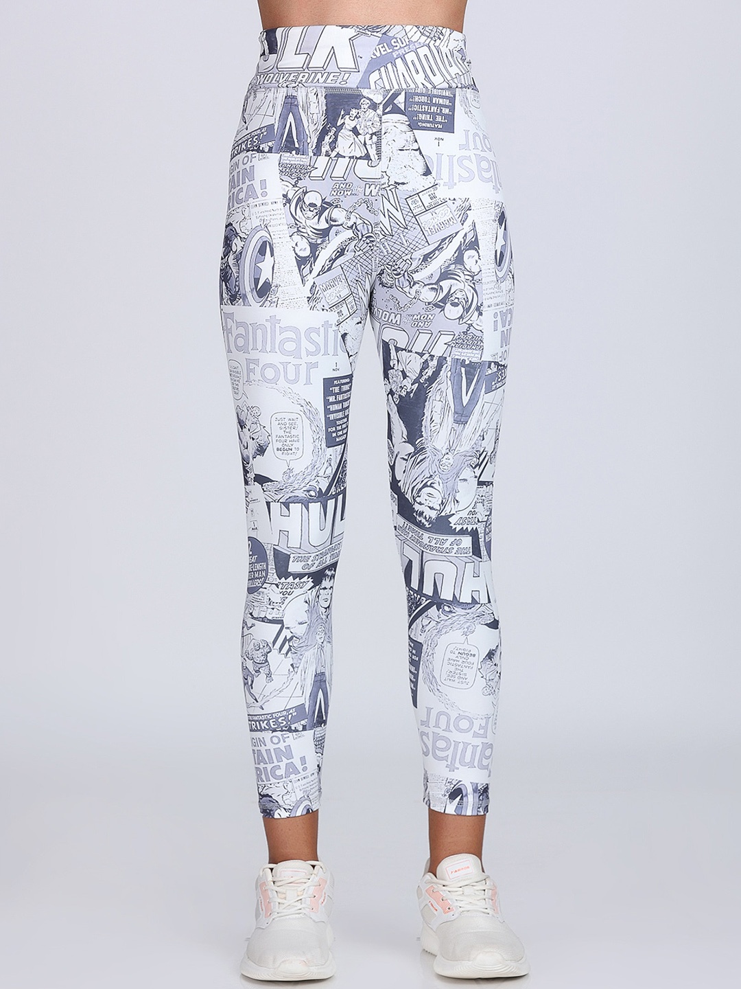 

A-Okay Women Printed Dry-Fit Ankle-Length Yoga Tights, White