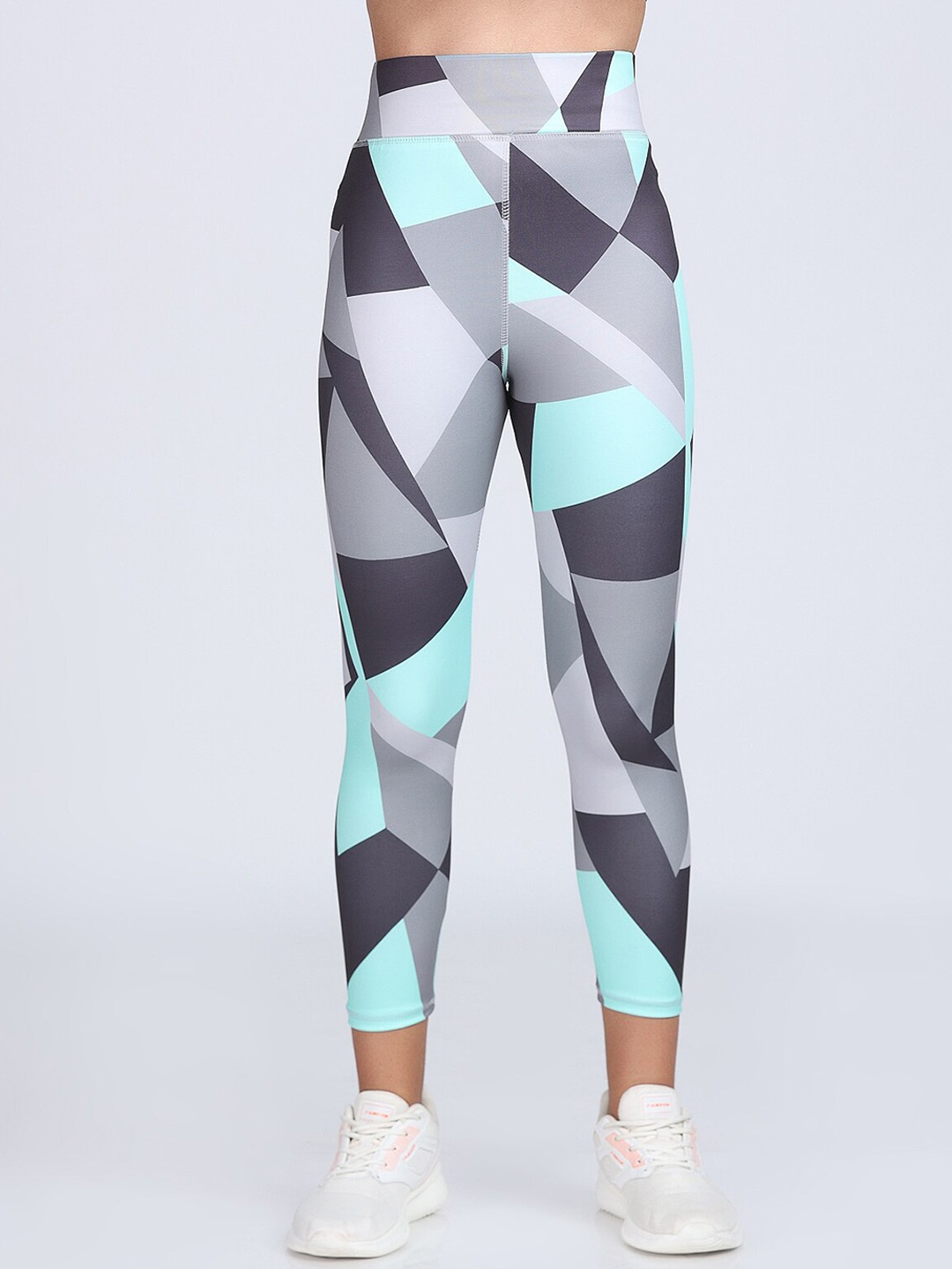 

A-Okay Women Printed Slim-Fit Ankle-Length Gym Tights, Grey