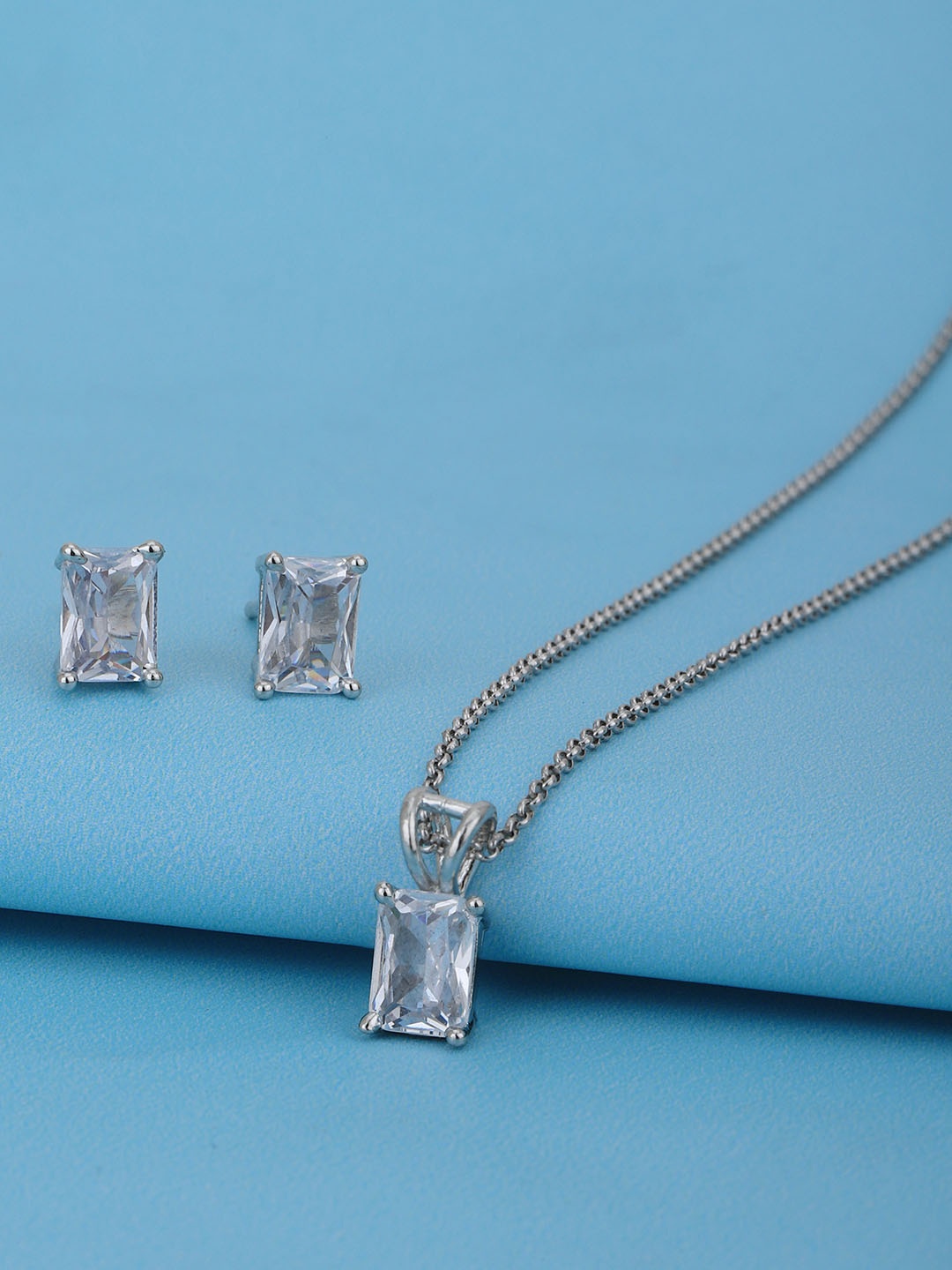 

VANBELLE 925 Sterling Silver Rhodium-Plated CZ Jewellery Set