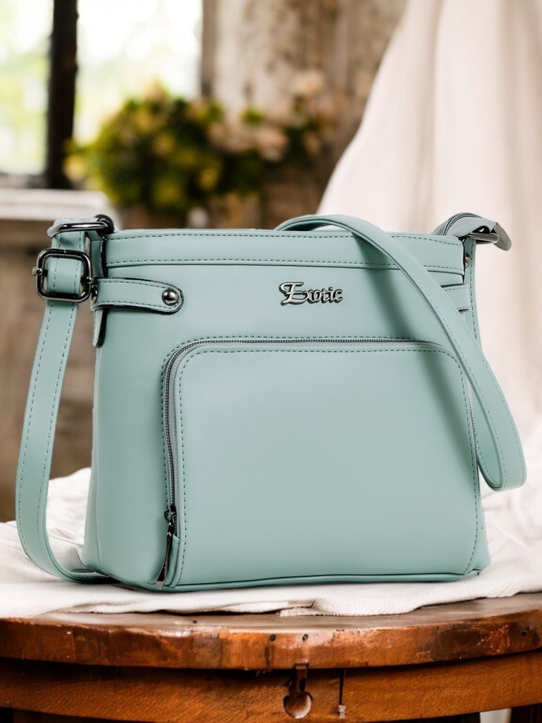 

Exotic PU Structured Sling Bag with Tasselled, Green