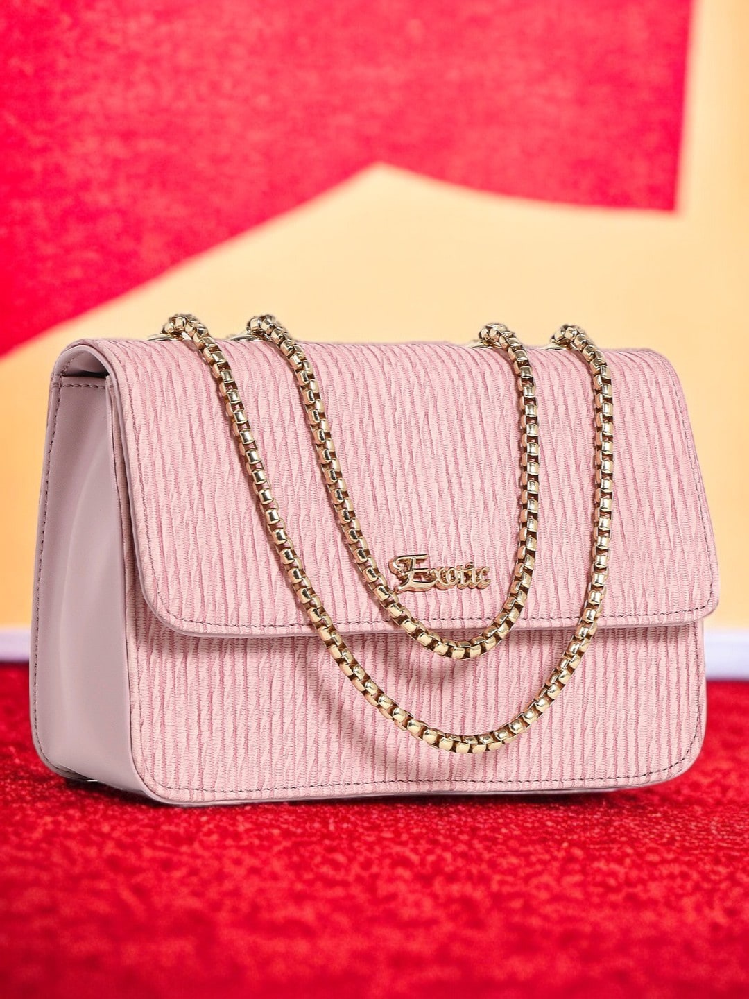 

Exotic PU Structured Sling Bag, Pink