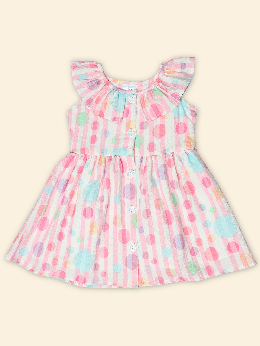 

Doodle Infants Girls Geometric Printed Flutter Sleeve Fit & Flare Dress, Pink