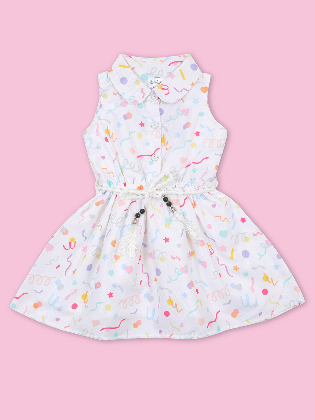 

Doodle Conversational Printed Fit & Flare Dress, White