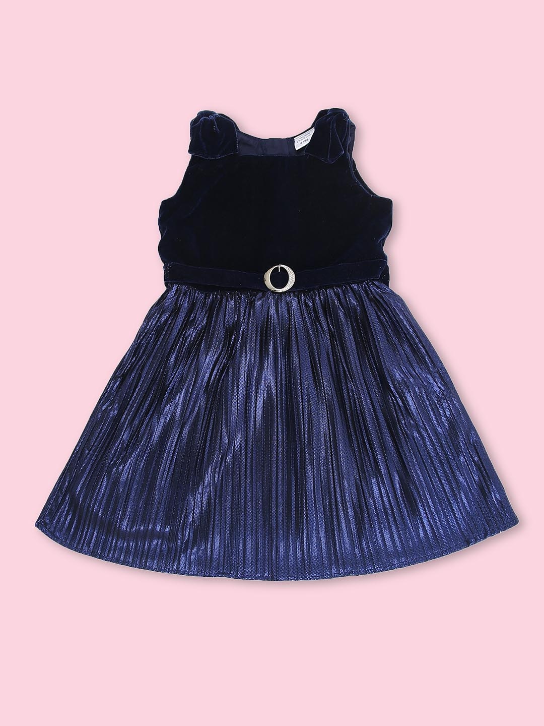 

Doodle Girls Embellished Round Neck Net Fit & Flare Dress, Blue
