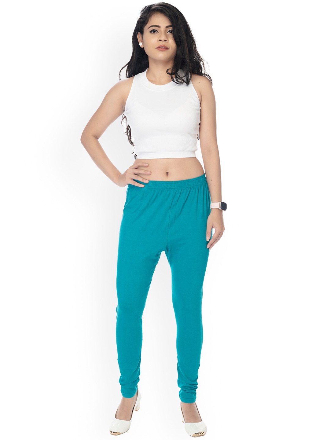 

Comfy Pro 4 Way Stretch Churidar-Length Leggings, Sea green