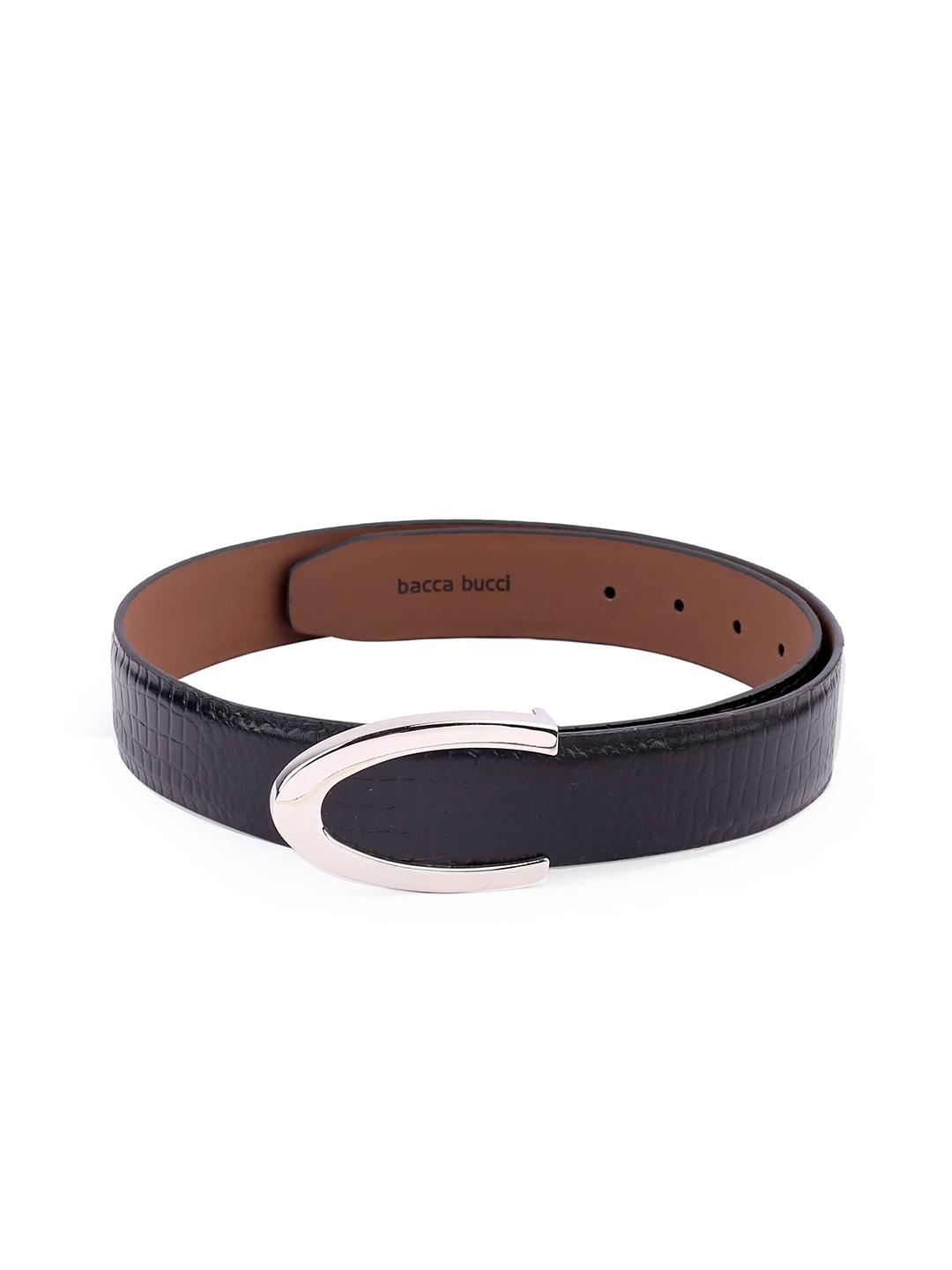 

bacca bucci Men Textured Leather Belt, Black