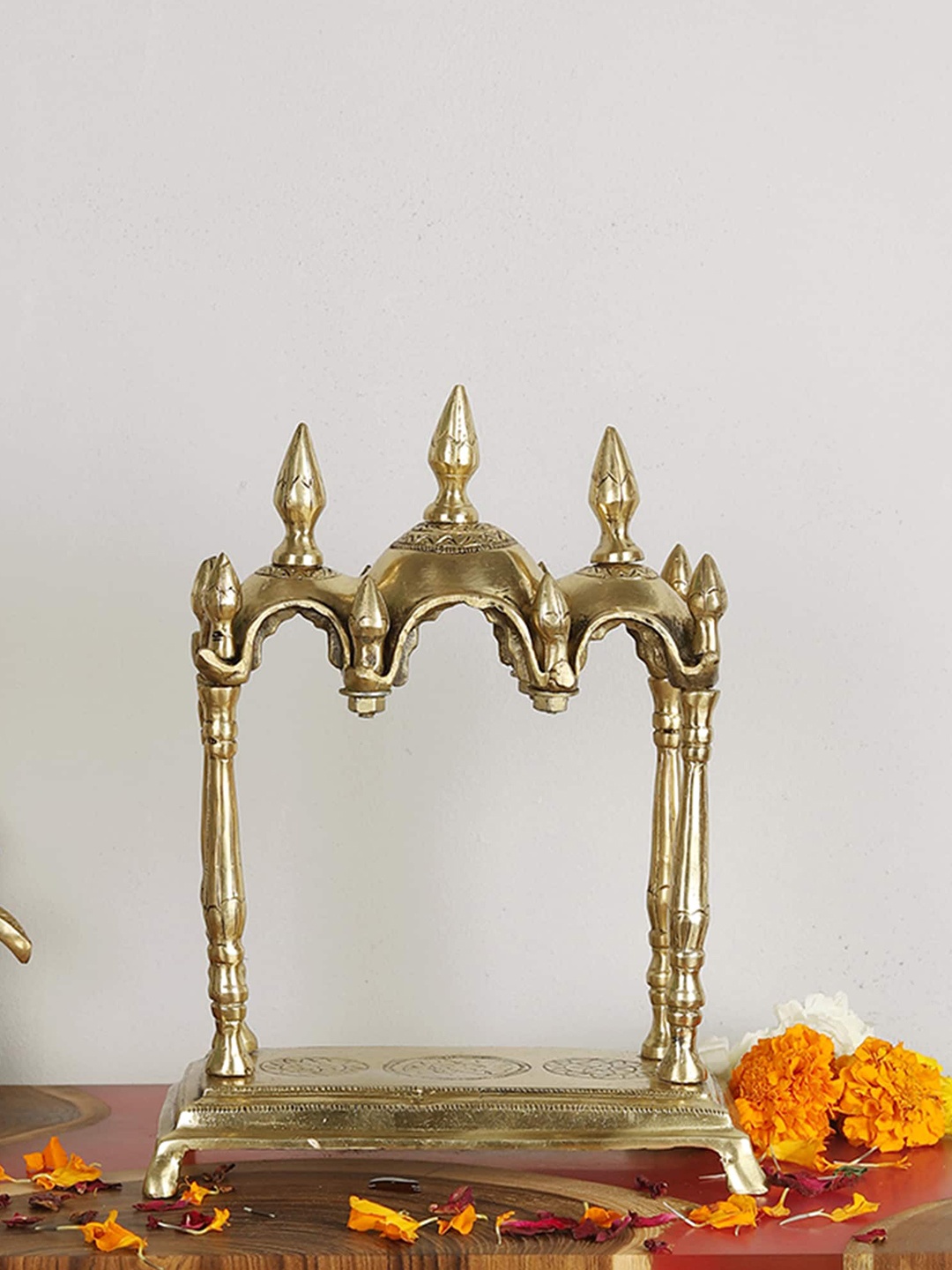 

Two Moustaches Gold Toned 3-Domed Brass Decor Temple