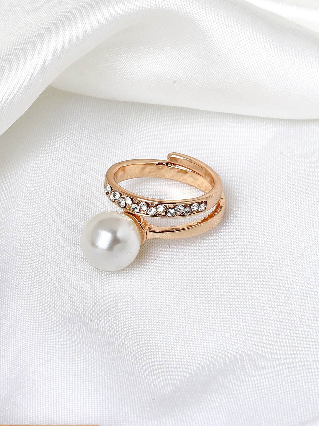 

JOKER & WITCH Gold-Plated Stones & Pearl-Studded Adjustable Ring
