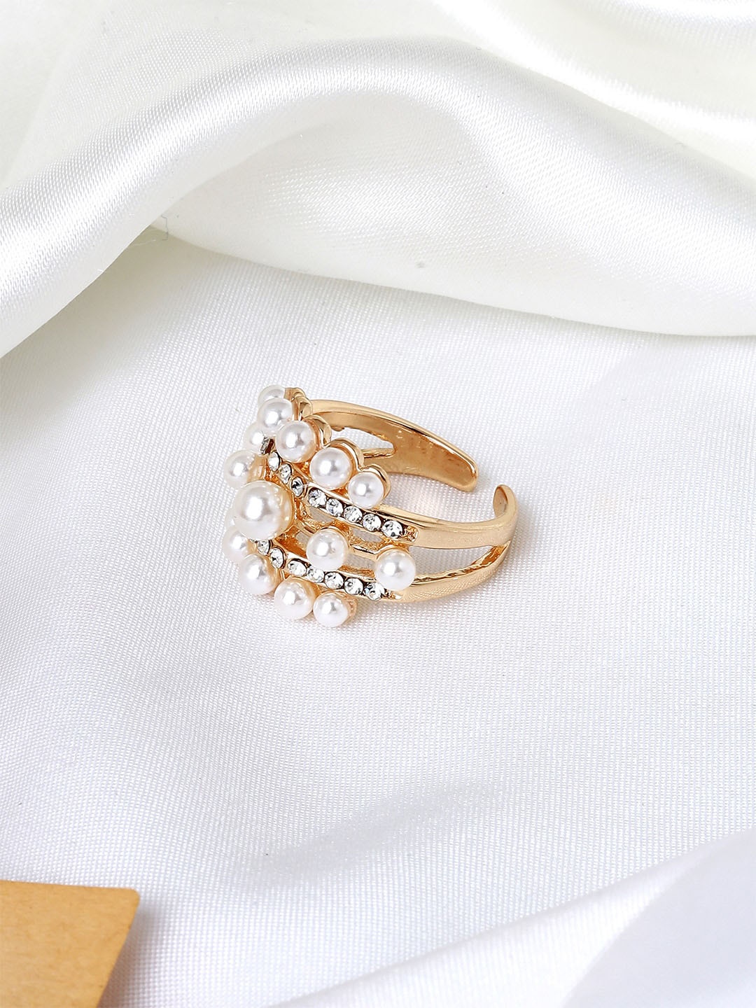 

JOKER & WITCH Gold-Plated Pearl -Beaded Finger Ring