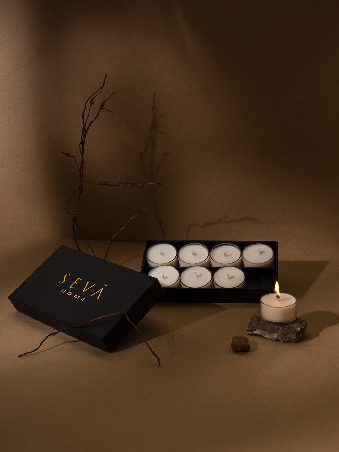 

Seva Home Set Of 8 Blanc Tealight Candles, Off white