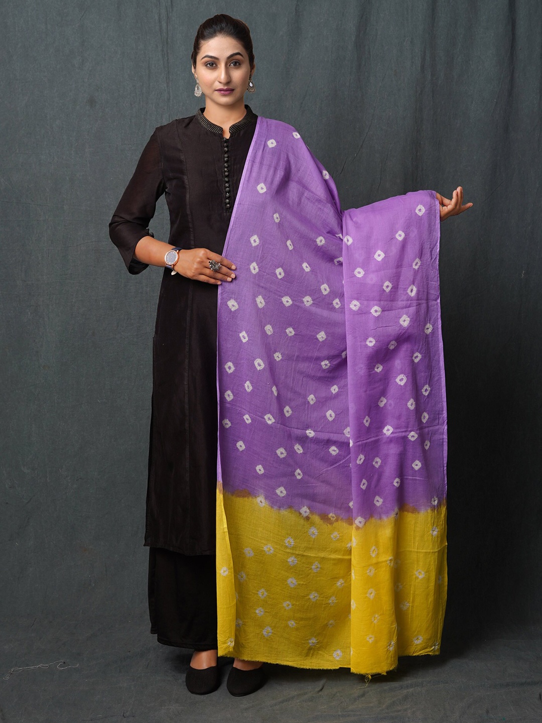

Unnati Silks Printed Pure Cotton Bandhani Dupatta, Violet