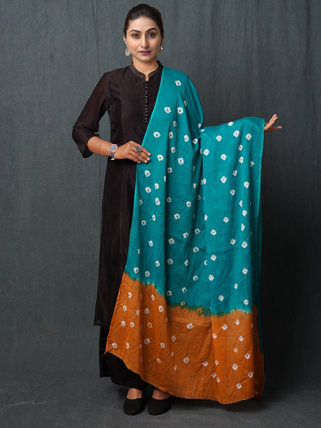 

Unnati Silks Printed Pure Cotton Bandhani Dupatta, Green