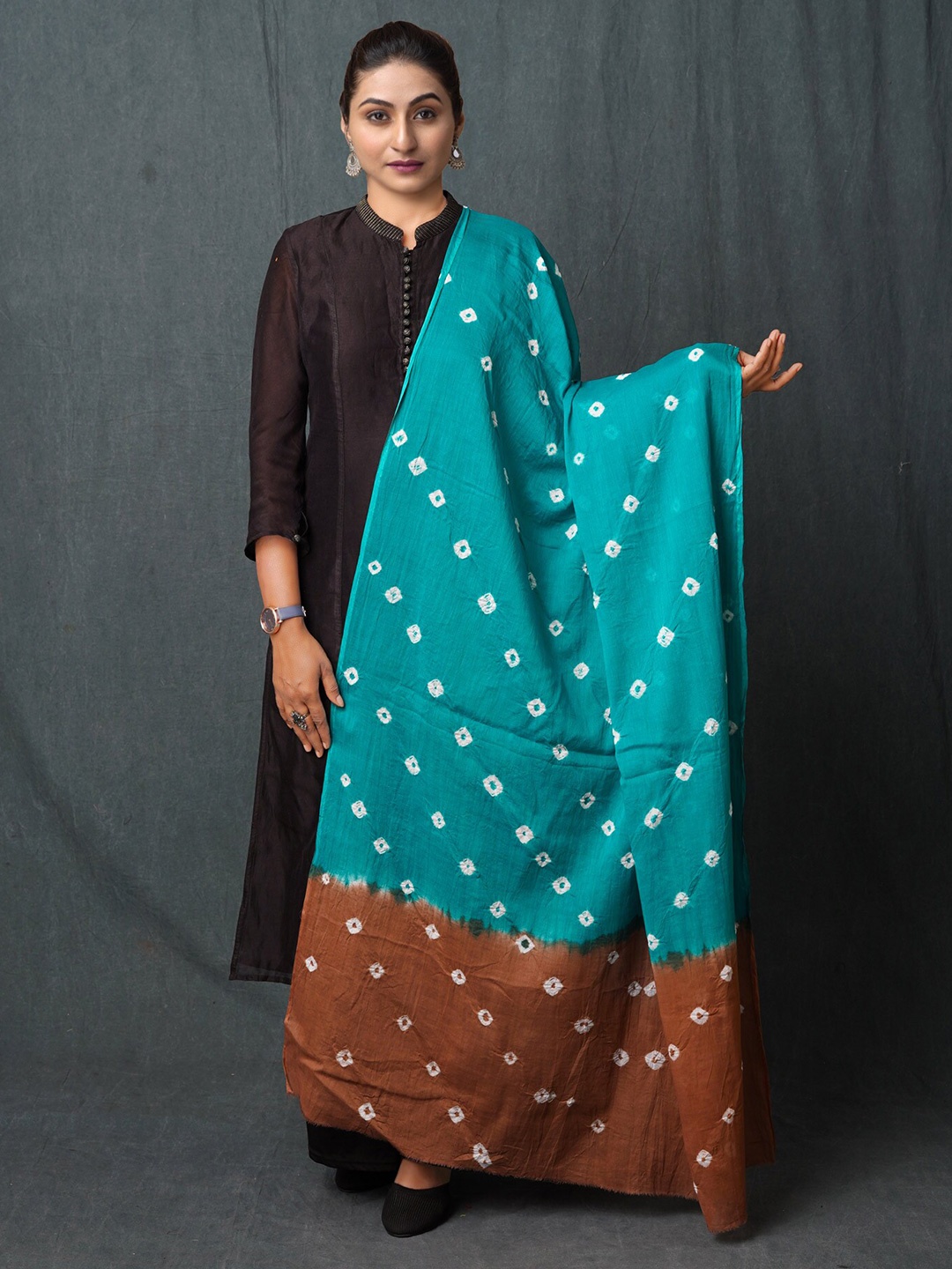 

Unnati Silks Printed Pure Cotton Bandhani Dupatta, Green