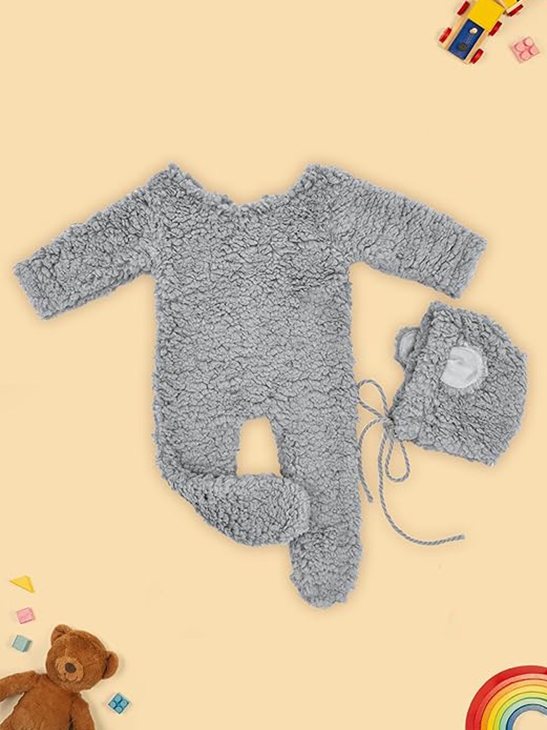 

Babymoon Infants Set Of 2 Baby Photoshoot Props Costume Baby Gift Set, Grey