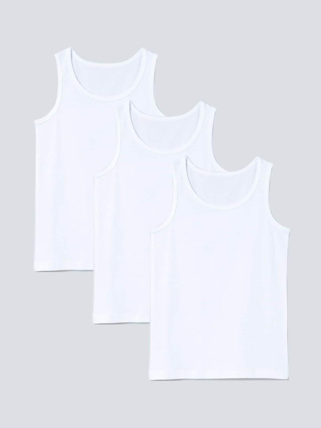 

Charm n Cherish Boys Pack Of 3 Pure Cotton Basic Vests BWSLV17, White