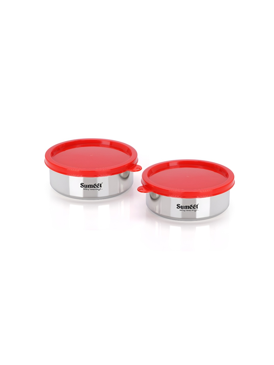 

Sumeet Silver-Toned 2 Pcs Stainless Steel Dishwasher Safe Food Containers 400 ML