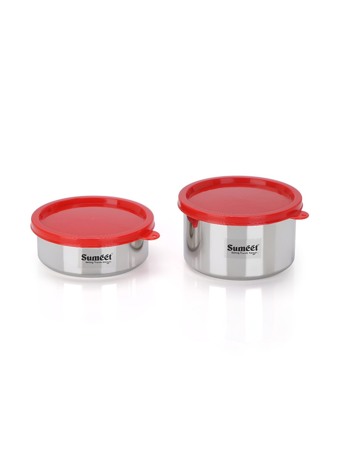 

Sumeet Silver Toned & Red 2 Pieces Stainless Steel Dishwasher Safe Food Containers