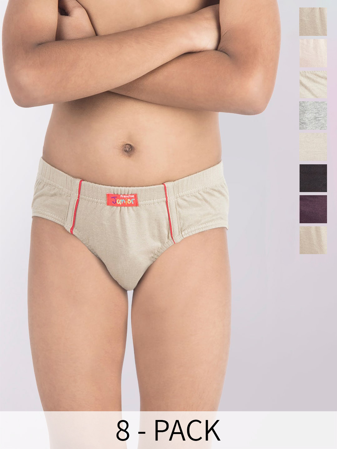 

FRENCHIE Boys Pack Of 8 Assorted Basic Briefs FR-BI-BF-JRBLC-2X5-55-PO8