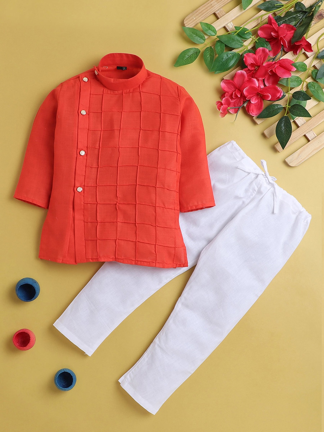 

Jeetethnics Boys Regular Kurta with Pyjamas, Red