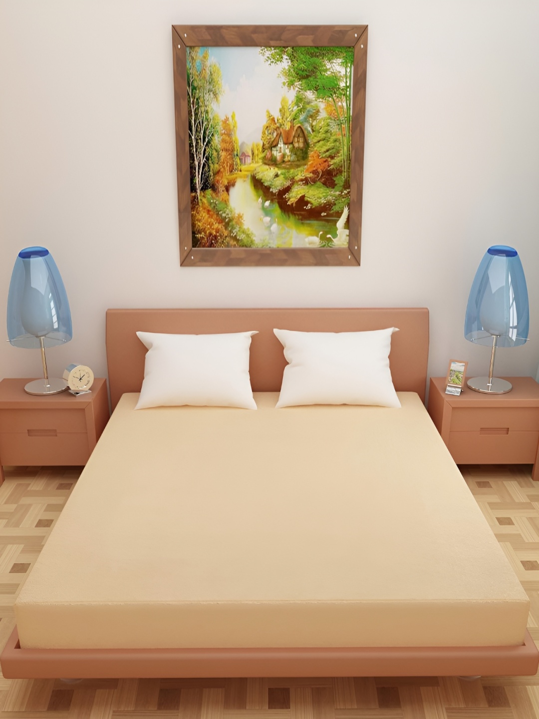 Nivasam Beige Terry Water Resistant Mattress Protector