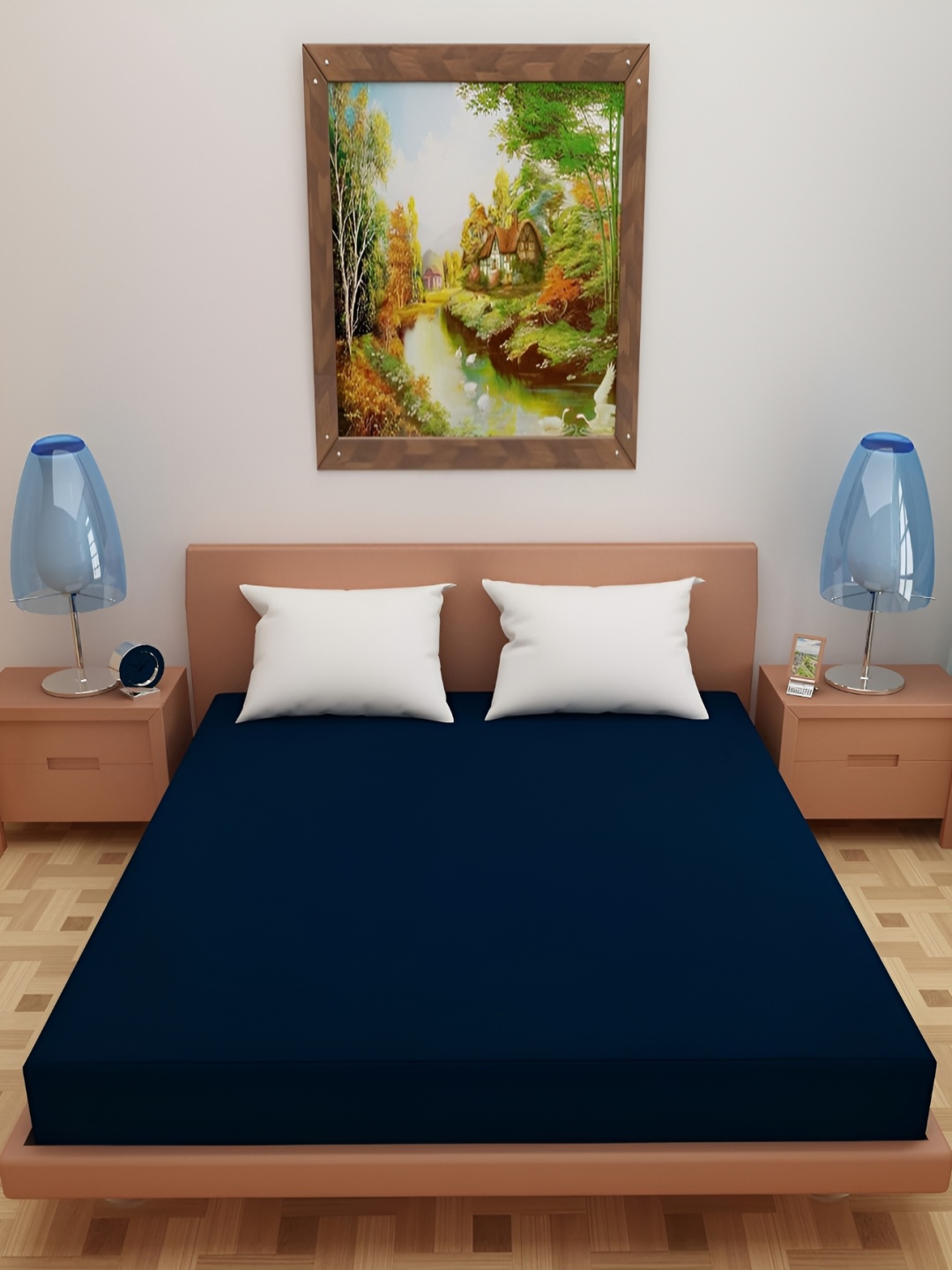 

Nivasam Navy Blue Terry Water Resistant Mattress Protector