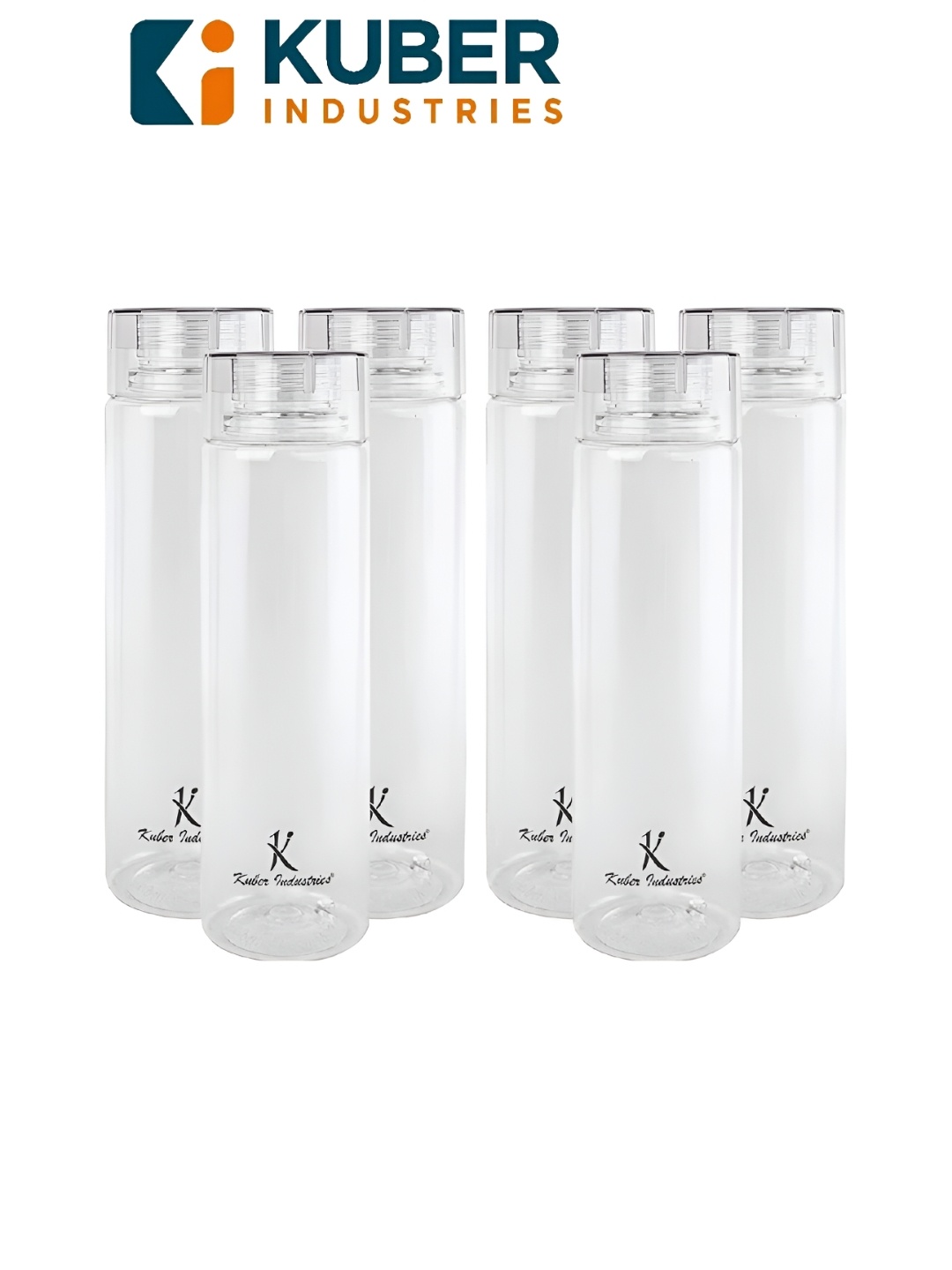 

Kuber Industries Transparent & Black Set of 6 Plastic Solid Water Bottle