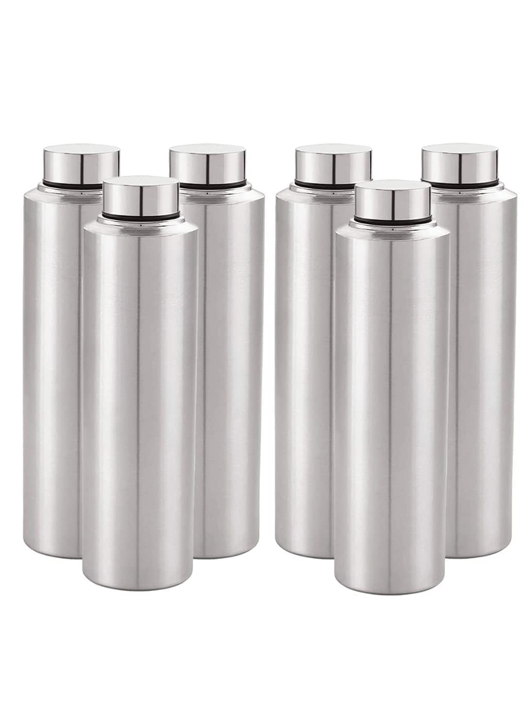 

Kuber Industries Silver-Toned Set of 6 Stainless Steel Solid Water Bottle