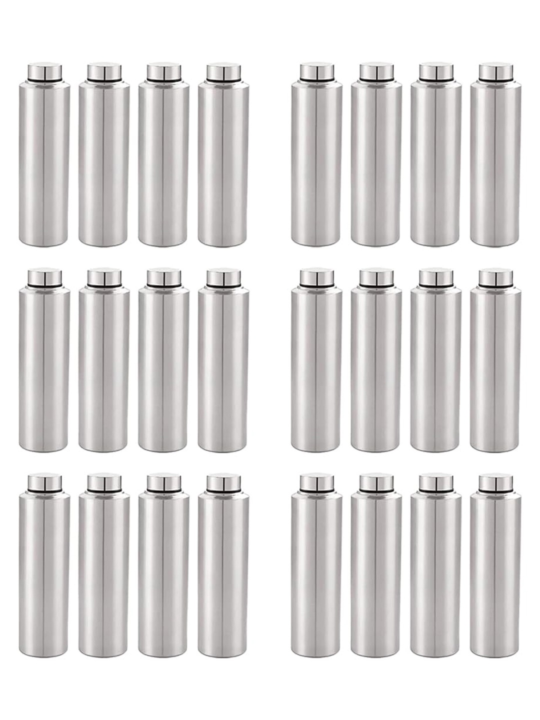 

Kuber Industries Silver-Toned Set of 6 Stainless Steel Solid Water Bottle