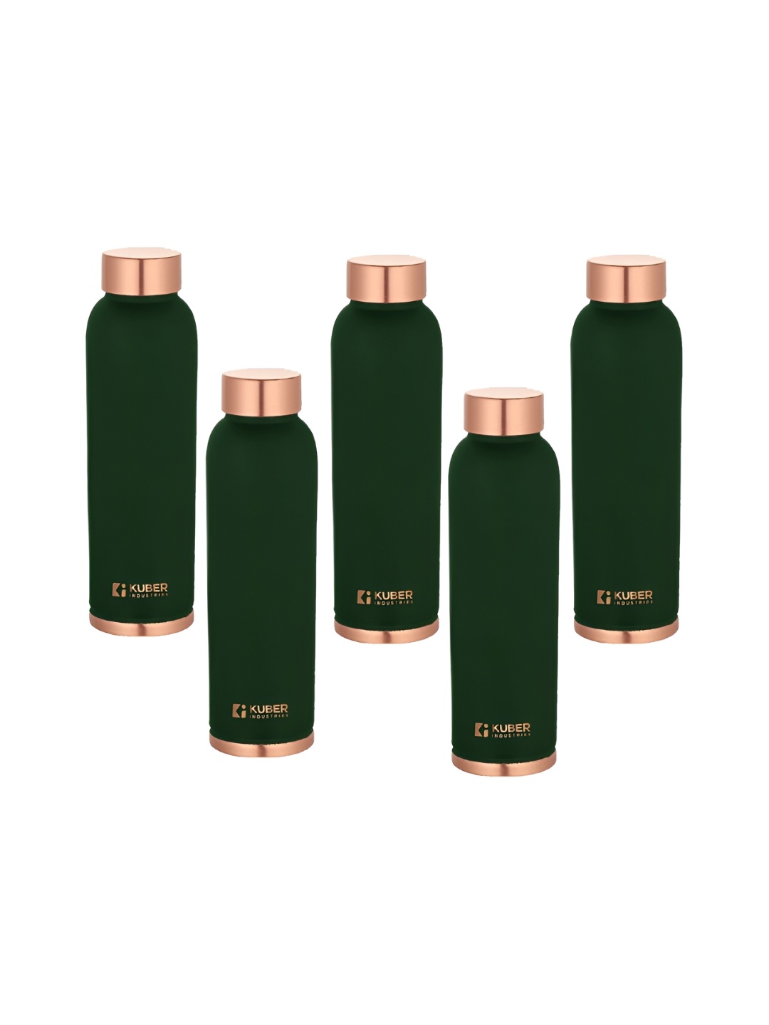 

Kuber Industries Green & Copper-Toned Set of 5 Copper Solid Water Bottle