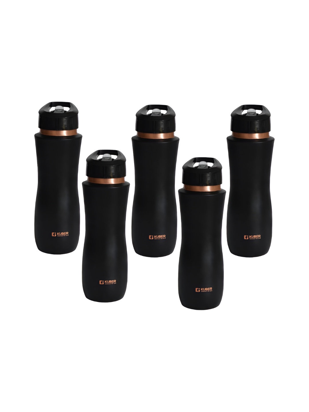 

Kuber Industries Black & Copper-Toned Set of 5 Copper Solid Water Bottle