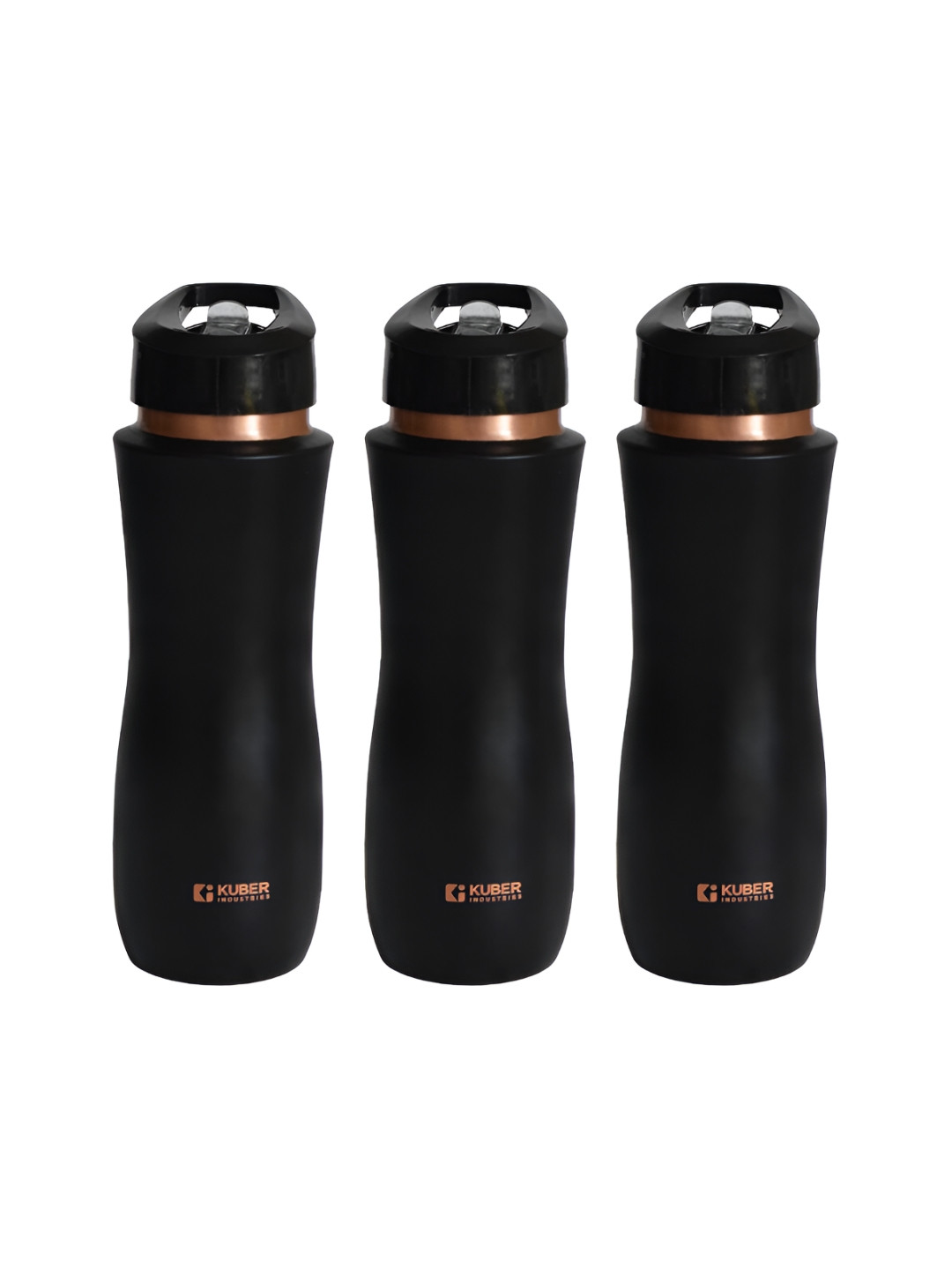 

Kuber Industries Black & Copper-Toned Set of 3 Copper Printed Water Bottle