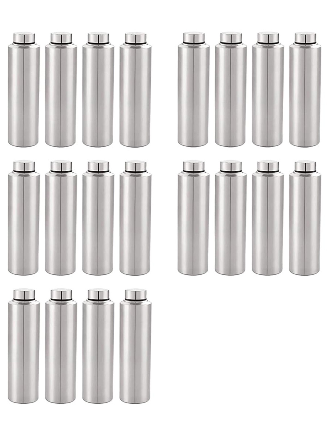 

Kuber Industries Silver-Toned Set of 5 Stainless Steel Solid Water Bottle