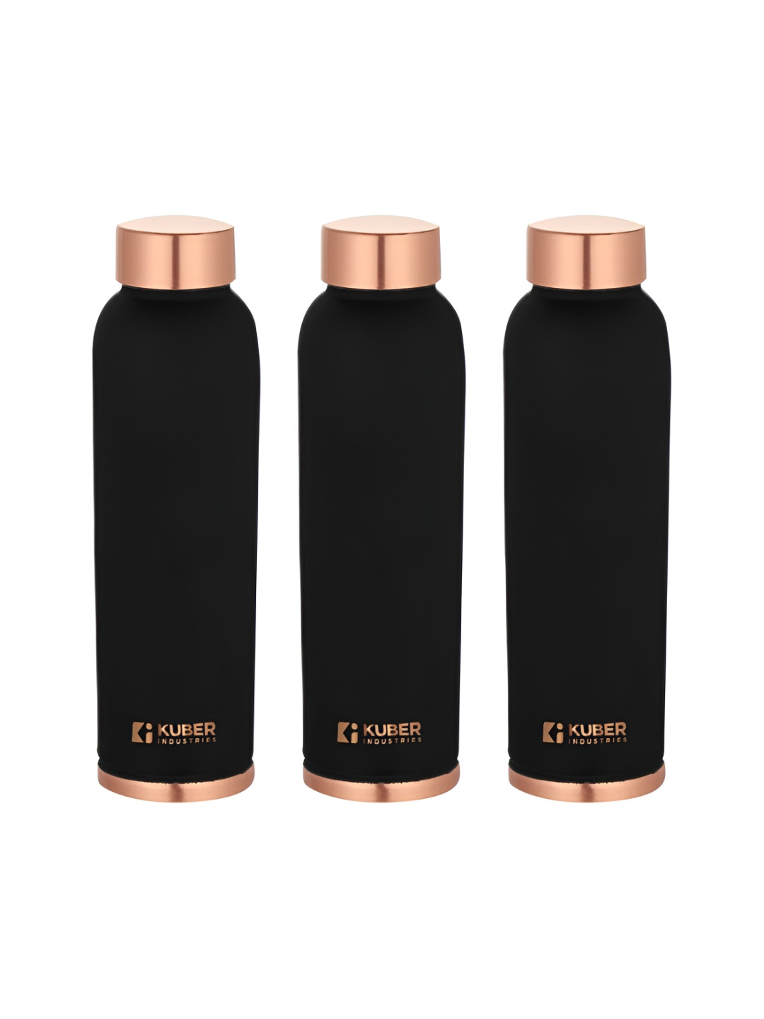 

Kuber Industries Black & Copper-Toned Set of 3 Copper Printed Water Bottle