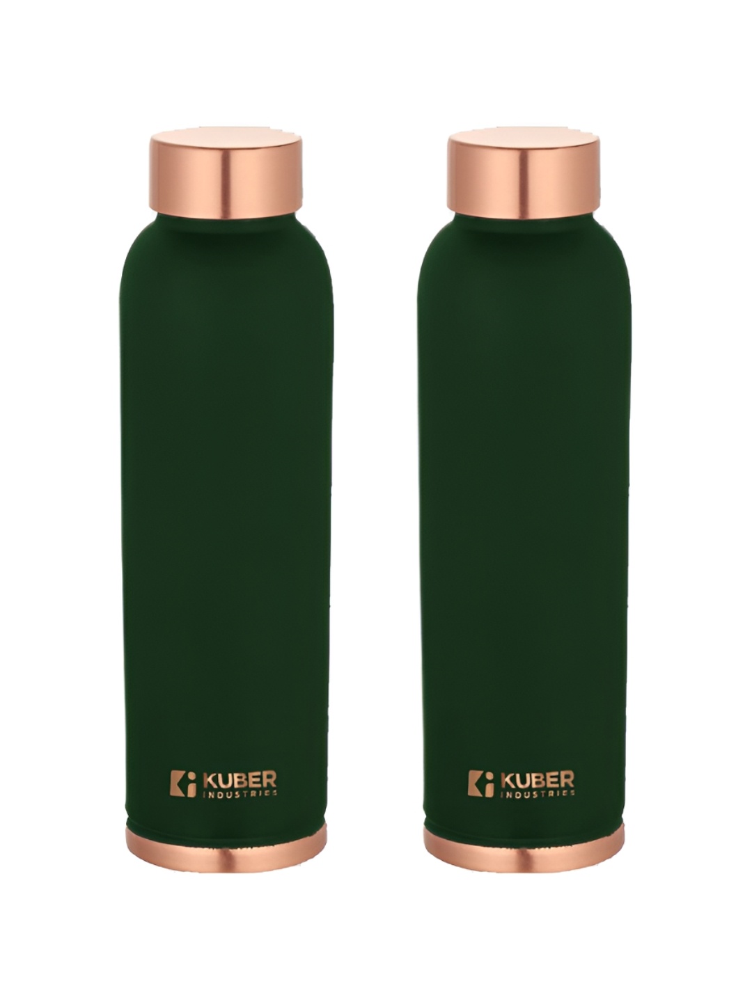 

Kuber Industries Green & Copper-Toned Set of 2 Copper Solid Water Bottle