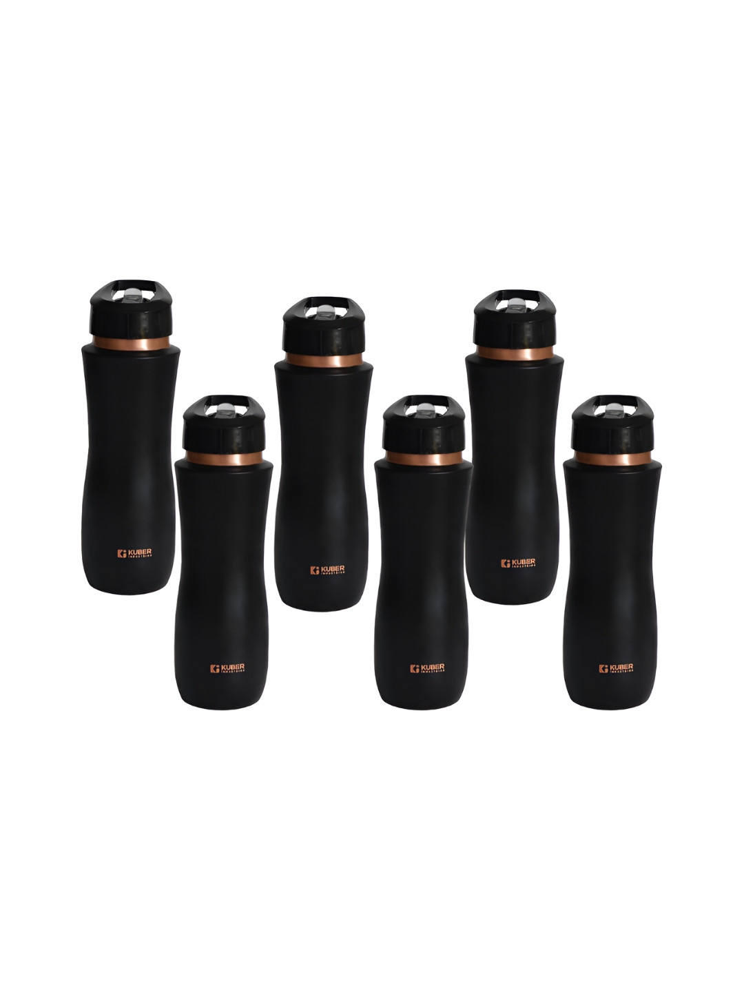 

Kuber Industries Black Set of 6 Copper Solid Water Bottle