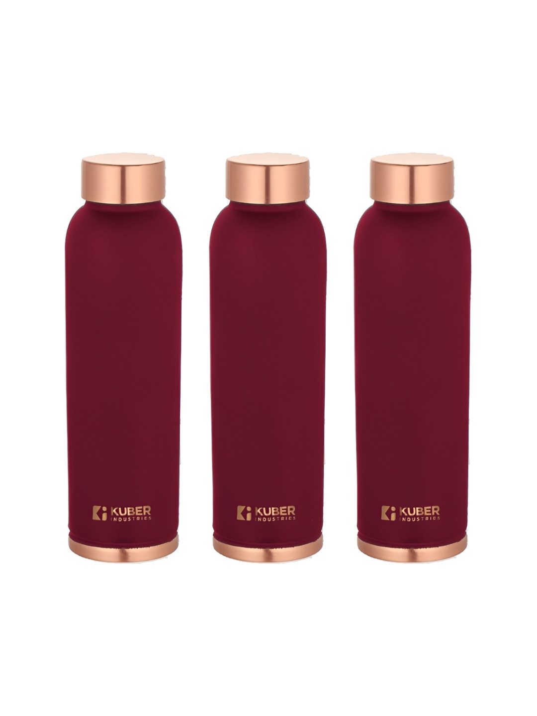 

Kuber Industries Maroon & Copper-Toned Set of 3 Copper Solid Water Bottle