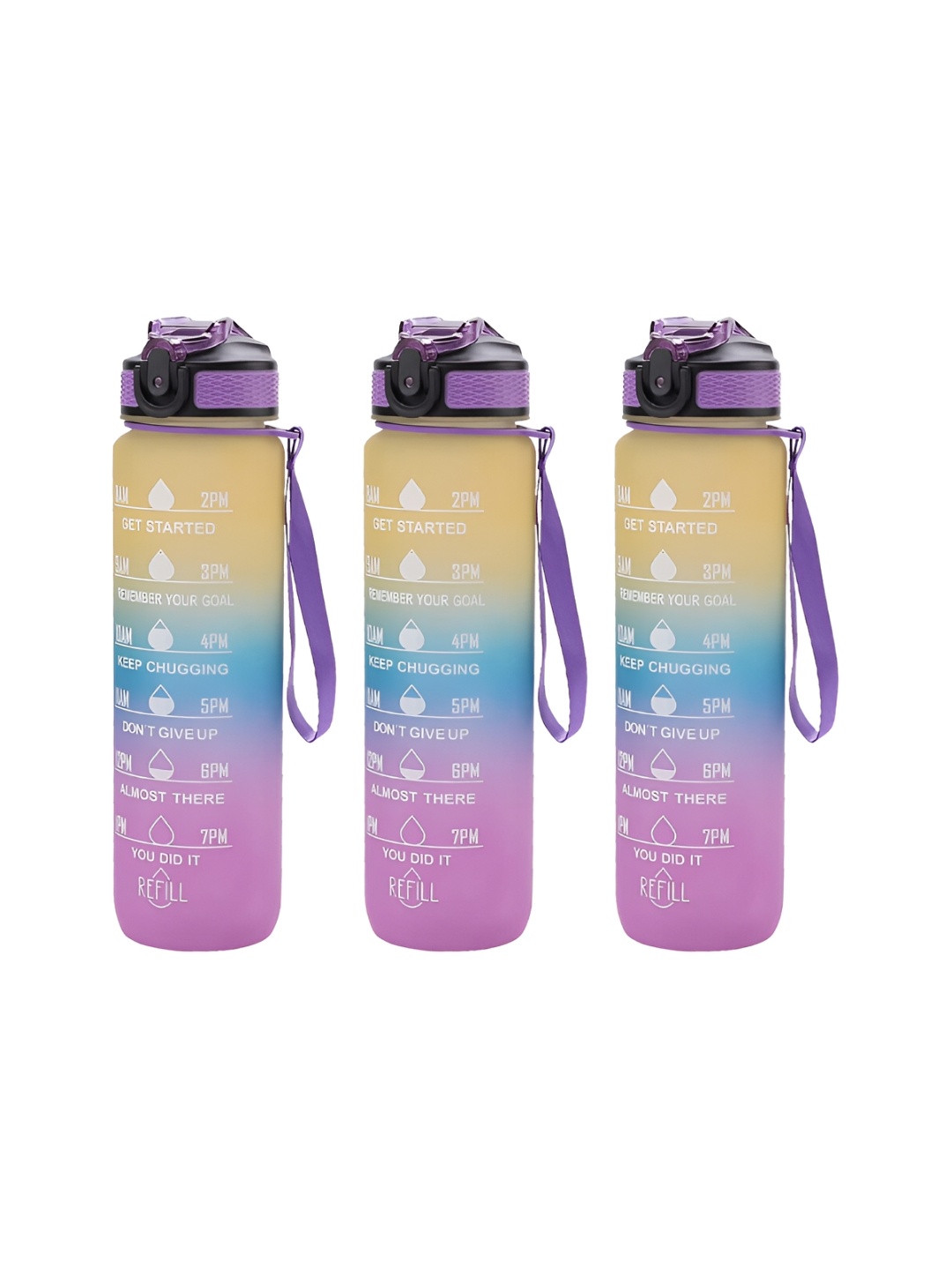 

Kuber Industries Pink & Blue Set of 3 Plastic Colourblocked Water Bottle