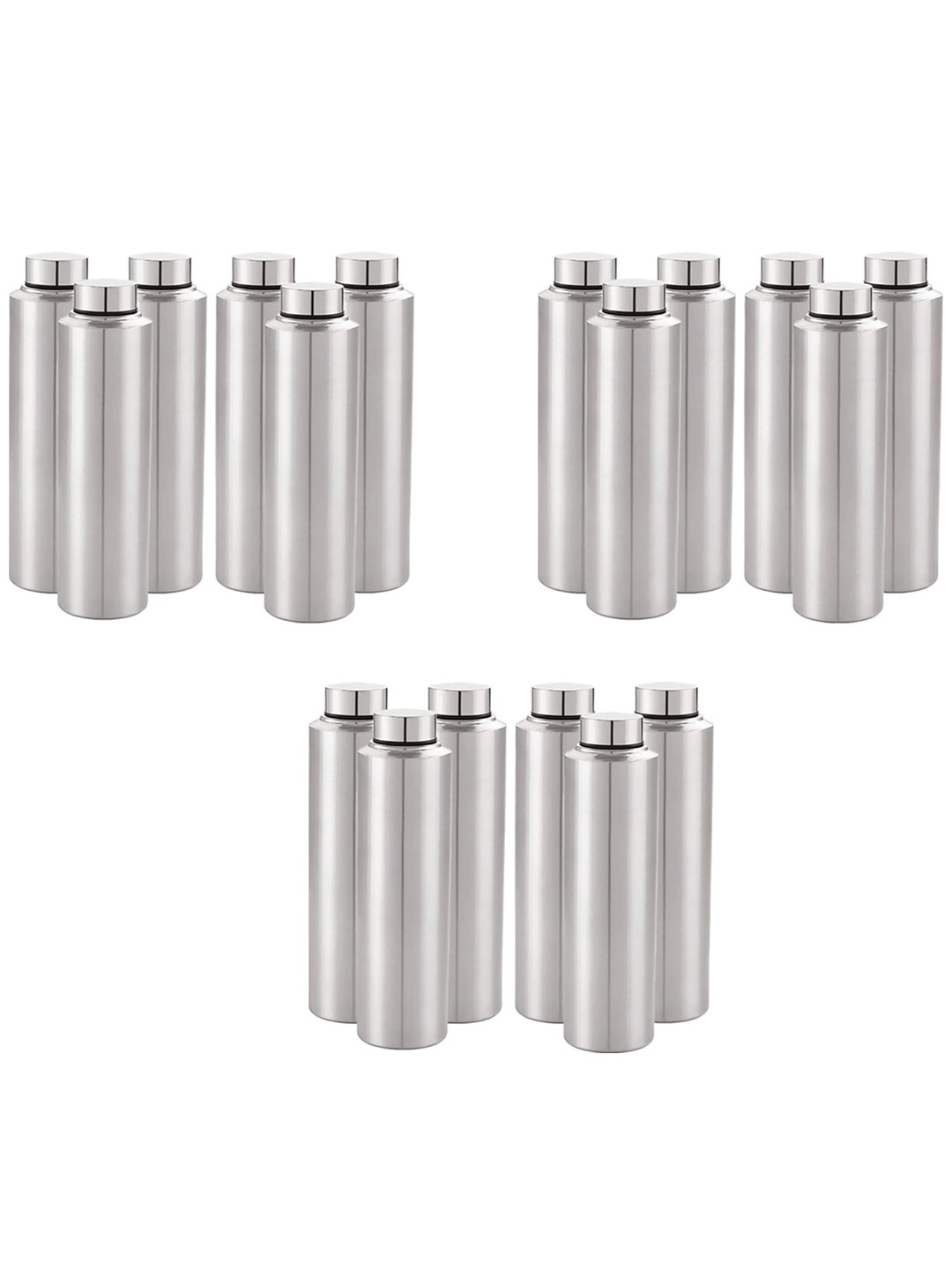 

Kuber Industries Silver-Toned 18pcs Stainless Steel Solid Water Bottle