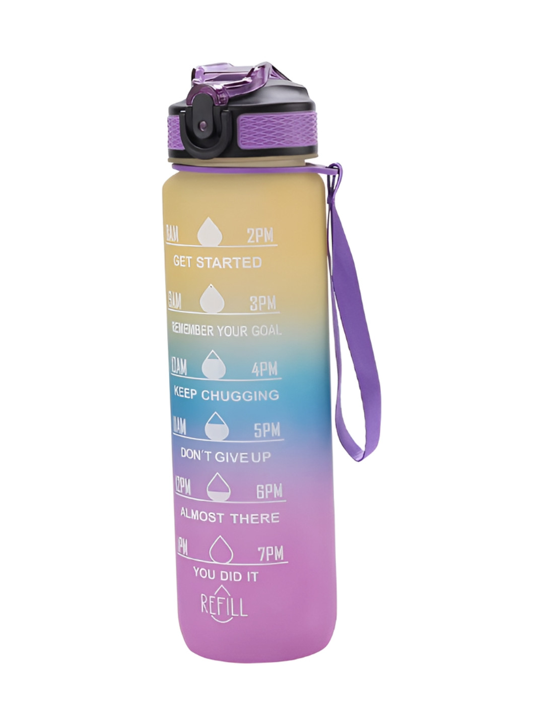 

Kuber Industries Purple & Yellow Set of 5 Plastic Printed Water Bottle