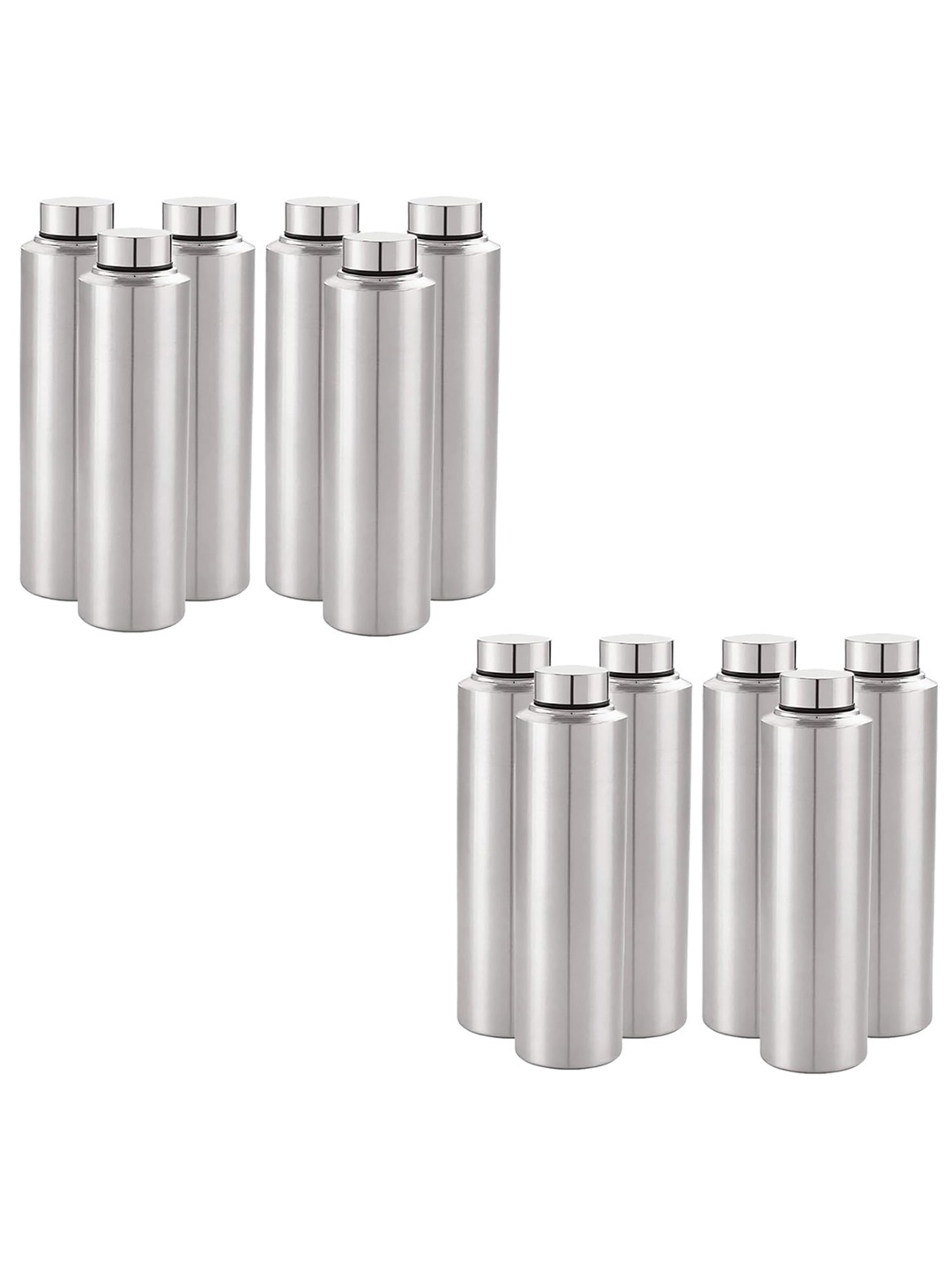 

Kuber Industries Silver-Toned Set of 6 Stainless Steel Solid Water Bottle